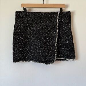 Max Studio Women's Tweed Short Chic Black Wrap Skirt XL